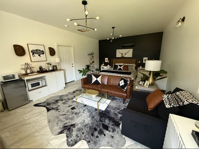 Open studio apartment cleaned by Blanc Co cleaning service OKC