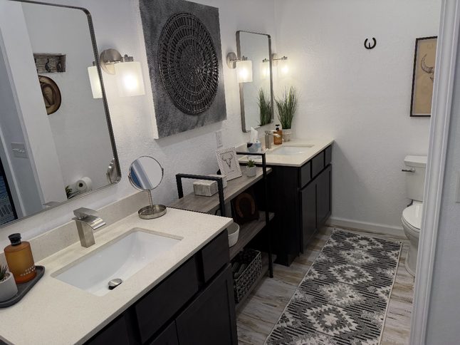 Sparkling master bathroom after Blanc Co cleaning Oklahoma City